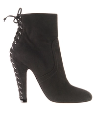 Alaïa Black Suede Lace-Up Detail Ankle Boots