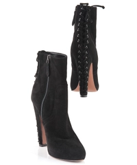 Alaïa Black Suede Lace-Up Detail Ankle Boots