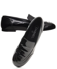 Chanel Patent Leather Oxford Loafer Moccasin Flats