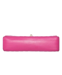 Chanel Pink Quilted Chevron Leather Classic Medium Double Flap Bag