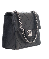 Chanel Vintage Black Caviar Quilted Mini Flap Bag