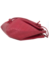 Chanel Vintage Red Leather Drawstring Bag