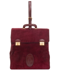 Les Must de Cartier Vintage Burgundy Suède Messenger Bag from the 'Orient Collection'