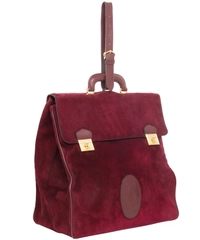Les Must de Cartier Vintage Burgundy Suède Messenger Bag from the 'Orient Collection'