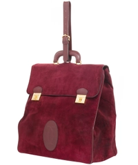 Les Must de Cartier Vintage Burgundy Suède Messenger Bag from the 'Orient Collection'
