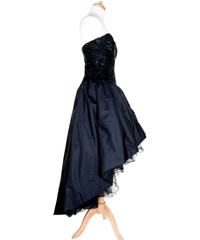 1960s LOP Black Cascading Cocktail Dress