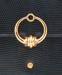 Vintage Hermès Schoudertas in Donkerblauw Hagedissenleer 1982
