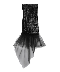 SS16 Saint Laurent Runway Black Sequined Mini Tube Dress