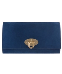 Mulberry Blue Suede Oversized Ava Clutch