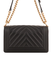 Chanel Black Chevron Quilted Medium Boy Bag