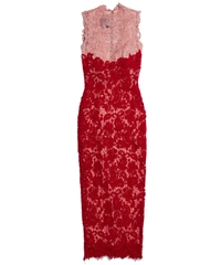 Monique Lhuillier Bicolor Floral Lace Sheeth Dress