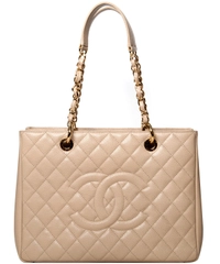Chanel GST Shopper Tote in Beige Caviar Leder