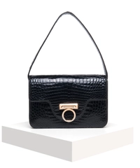 Gucci Vintage Black Crocodile Skin Shoulder Bag
