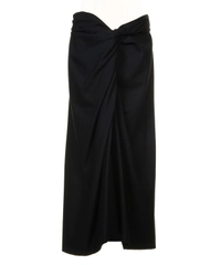 Fall 2007 Dries Van Noten Runway Black Wool Draped Skirt