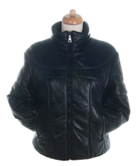 Prada Black Leather Puffer Jacket