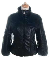 Prada Black Leather Puffer Jacket