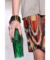 SS 2010 Dries Van Noten Runway Green Metallic Python Clutch