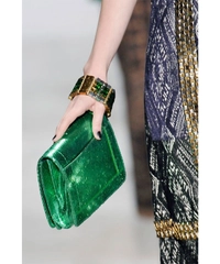 SS 2010 Dries Van Noten Runway Green Metallic Python Clutch