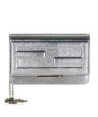 Fendi Tube Wallet On Chain in Silver Leather