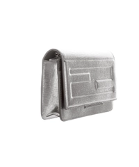 Fendi Tube Wallet On Chain in Silver Leather