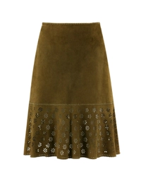 Celine Perforated Suede Leather Skirt