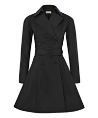 Alaïa Belted Trench Coat in Black Cotton-Blend Gabardine