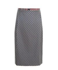 SS 2010 Dries van Noten Silk Geometric Print Skirt Suit