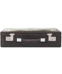Vintage Brown Crocodile Skin Jewelry Travel Case