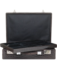 Vintage Brown Crocodile Skin Jewelry Travel Case