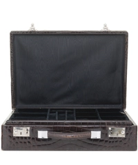 Vintage Brown Crocodile Skin Jewelry Travel Case