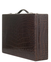 Vintage Brown Crocodile Skin Jewelry Travel Case