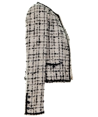 Chanel Black & White Fantasty Tweed Jacket 03C