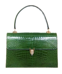 Vintage Emerald Green Crocodile Box Top Handle