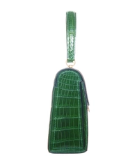 Vintage Emerald Green Crocodile Box Top Handle