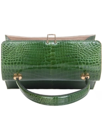 Vintage Emerald Green Crocodile Box Top Handle