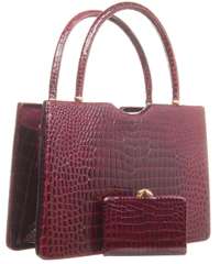Vintage Burgundy Crocodile Top Handle
