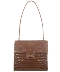 Vintage Beige Crocodile Shoulder Bag