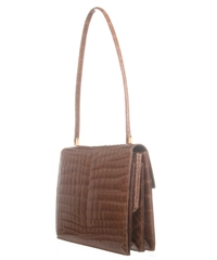 Vintage Beige Crocodile Shoulder Bag