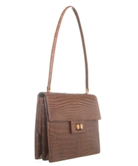 Vintage Beige Crocodile Shoulder Bag