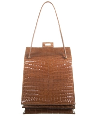 Vintage Beige Crocodile Shoulder Bag