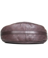 Gucci Brown Leather Monogram Hobo Bag