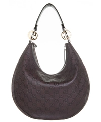 Gucci Brown Leather Monogram Hobo Bag