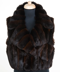 FW 2005 Roberto Cavalli Runway Chinchilla Fur Brown Sleeveless Jacket