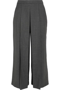 Alexander Wang Pleated Cropped Wool Wide-Leg Pants