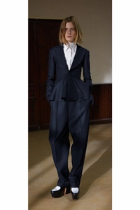 Celine Navy Blue Wool Peplum Blazer Jacket