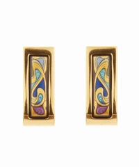 Frey Wille Hommage à Alphonse Mucha Fire Enamel Gold Plated Creole Earrings