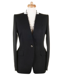 Dries van Noten Black Wool Contrast Collar Blazer