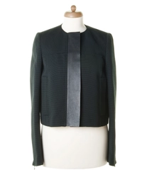 Proenza Schouler Black Wool Blend Leather Trimmed Jacket