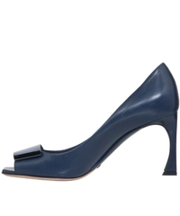 Dior Blue Leather Peep Toe Pumps