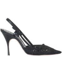 Manolo Blahnik Black Lace Slingbacks